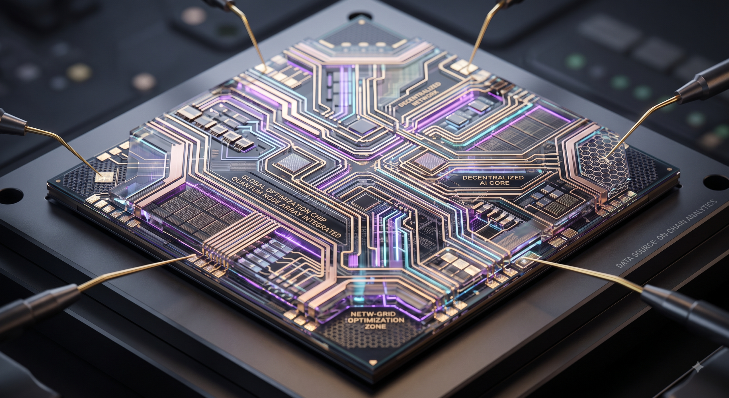 Conexão entre microprocessadores de IA e redes blockchain descentralizadas