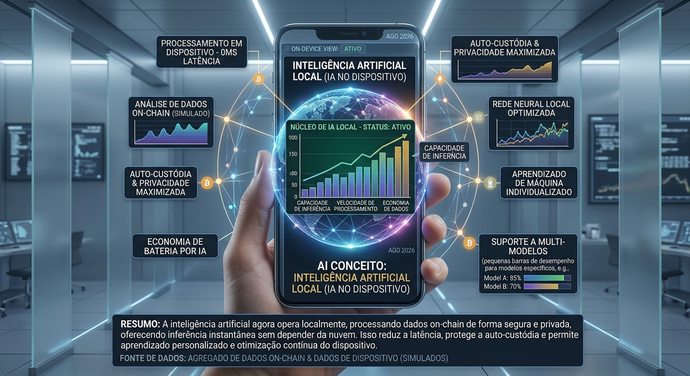 Conceito de Inteligência Artificial rodando em dispositivo móvel local
