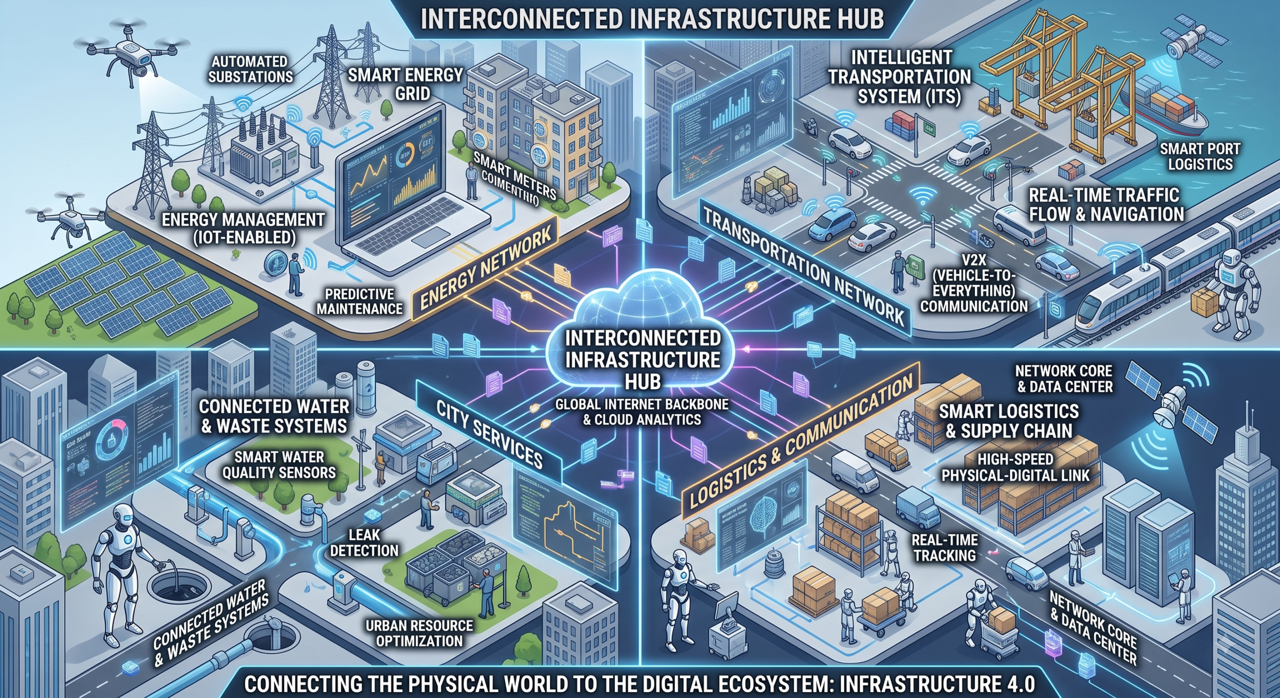 Conceito de redes de infraestrutura física conectadas por nós digitais DePIN