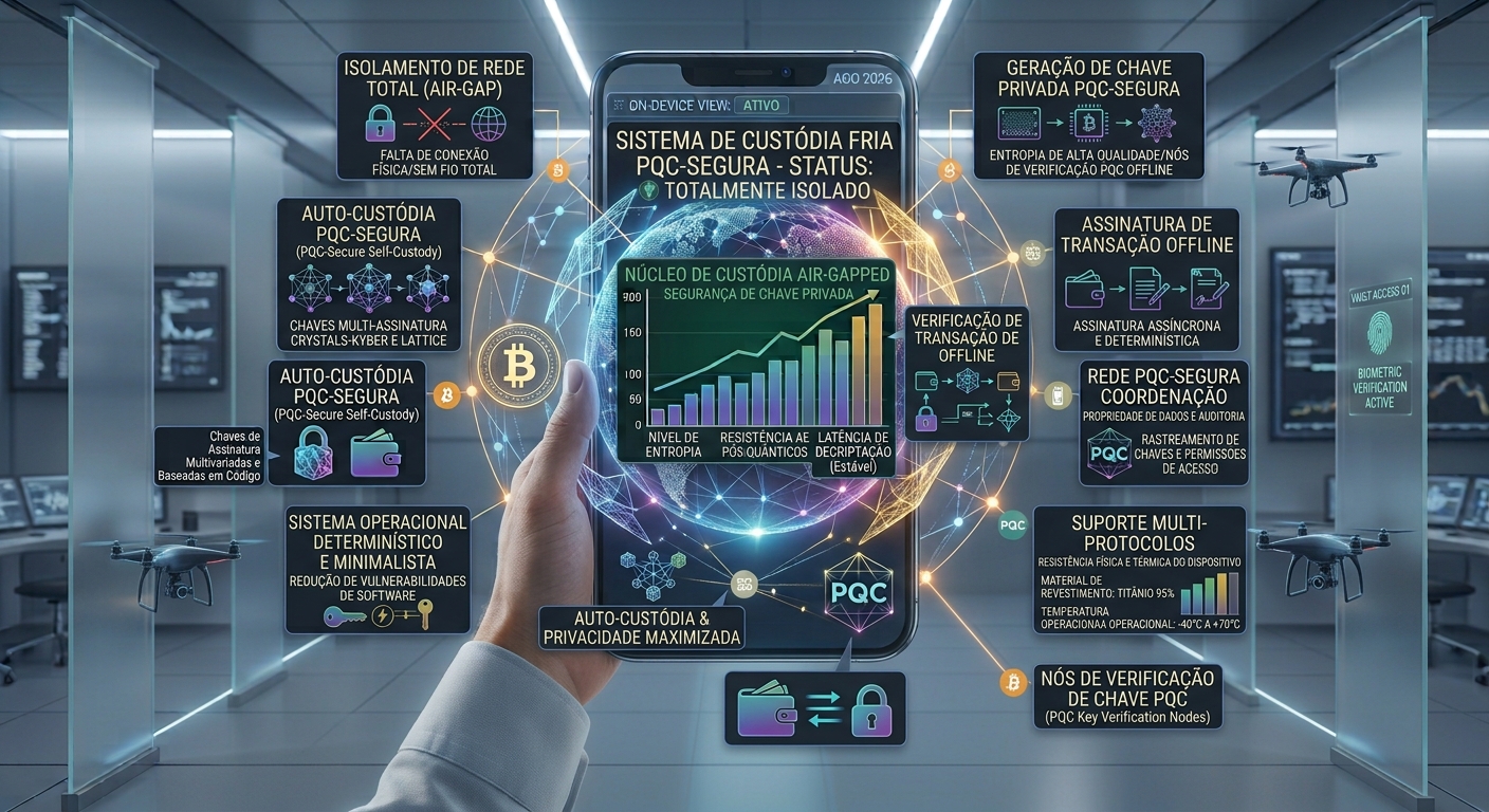 Dispositivo de carteira fria para custódia de Bitcoin em ambiente seguro
